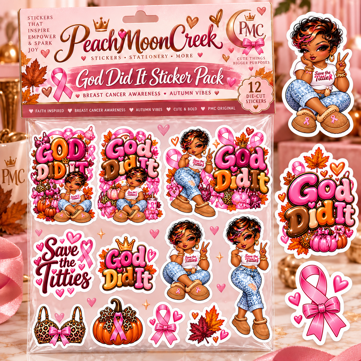 Breast Cancer Awareness PNG Bundle | 4 Designs + FREE Gang Sheet & 2 Bonus Designs
