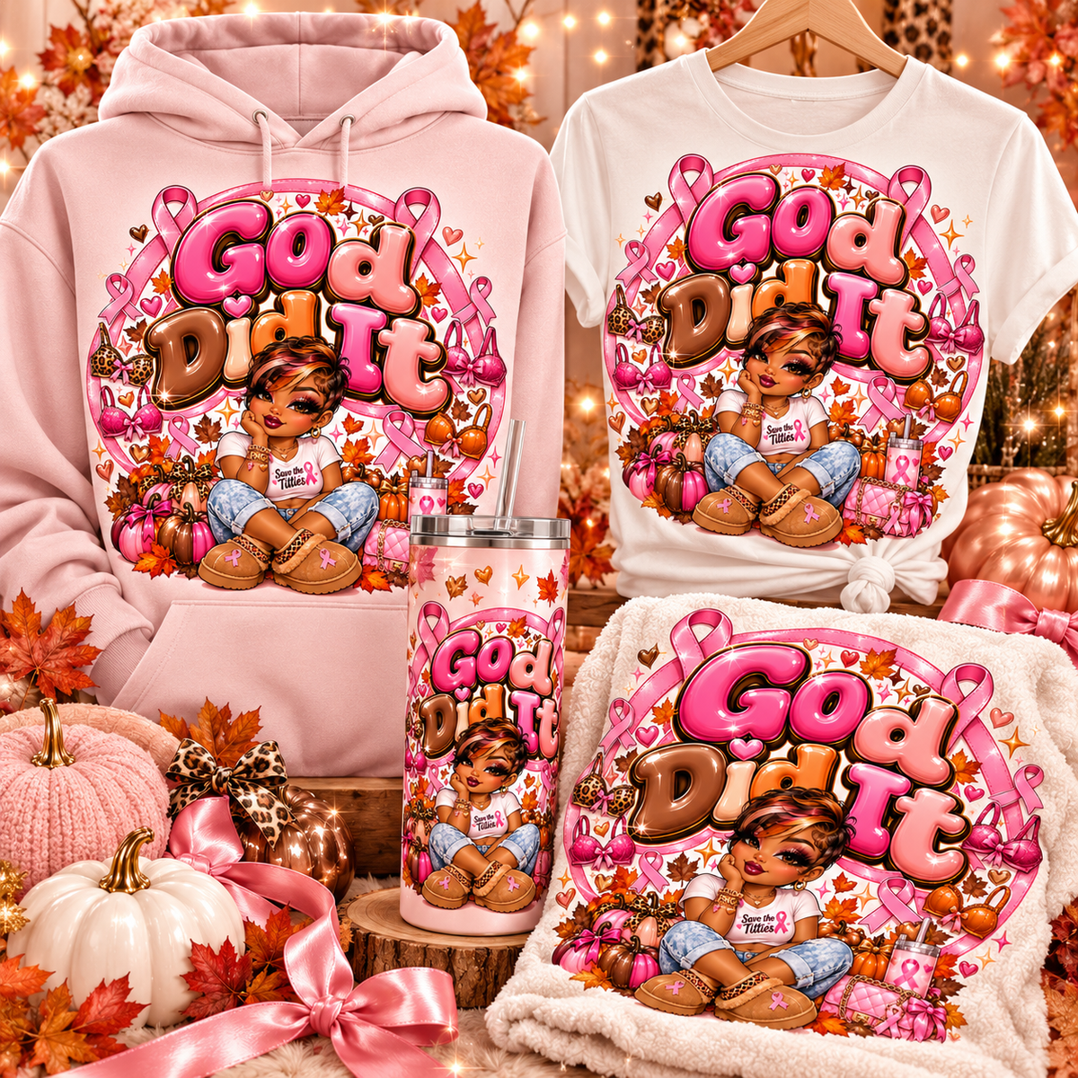 Breast Cancer Awareness PNG Bundle | 4 Designs + FREE Gang Sheet & 2 Bonus Designs