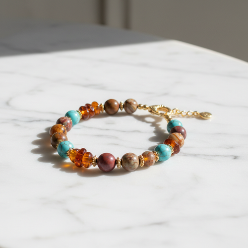 Elegant beaded bracelet with semi-precious stones